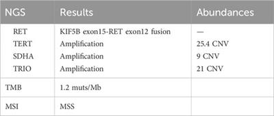 Case Report: Efficacy of anlotinib and sintilimab in treating lung adenocarcinoma with RET fusion and PD-L1 expression